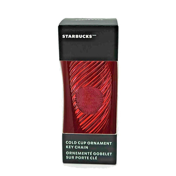 Starbucks Key Chain Ornament Cold Cup Tumbler Ornament Red Swirls 2024 NEW - Picture 1 of 9